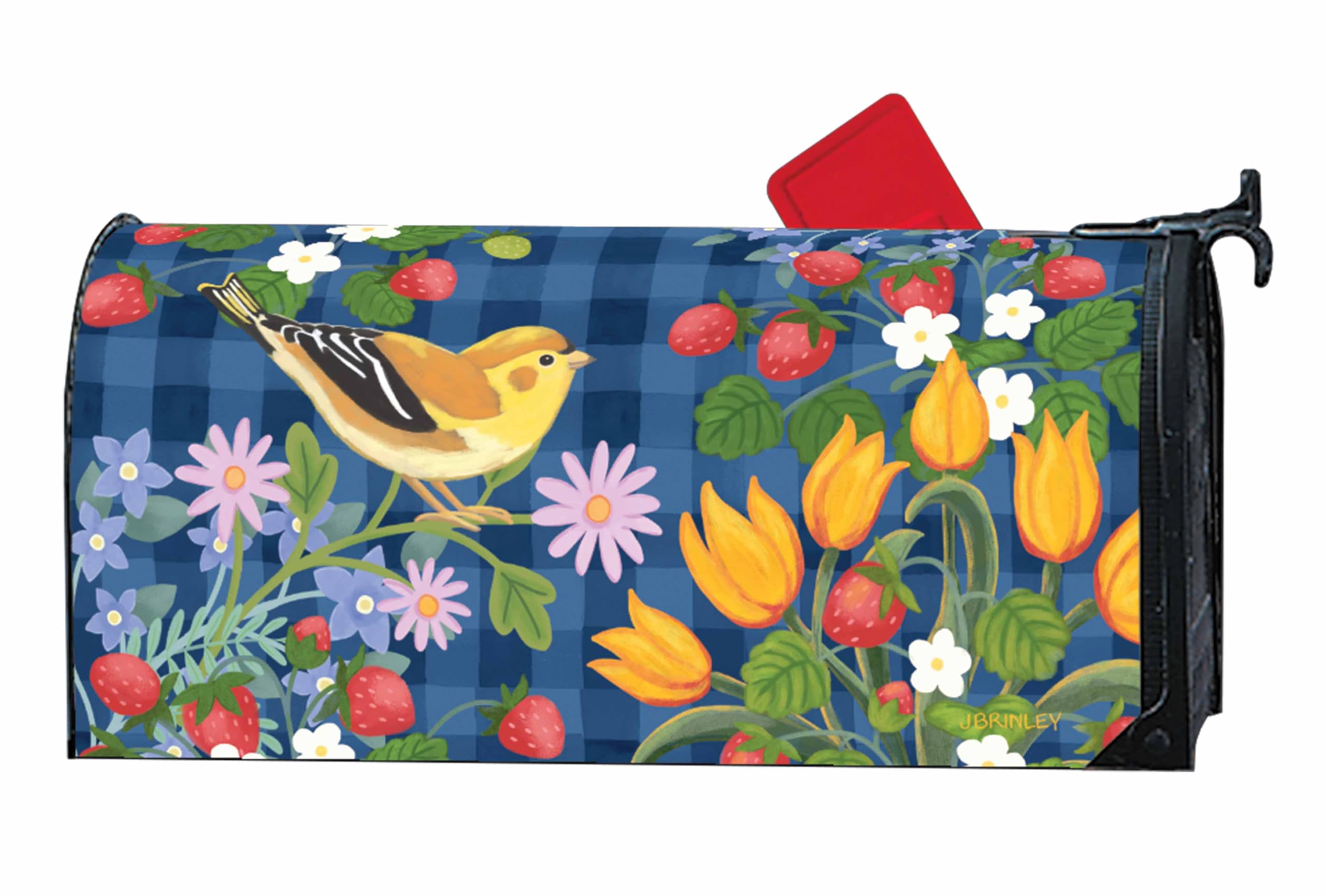 Studio M MailWraps Strawberry Floral, The Original Magnetic Decorative Mailbox Cover, Made in USA, Superior Weather Durability, Standard Size fits 6.5W x 19L Inch Mailbox