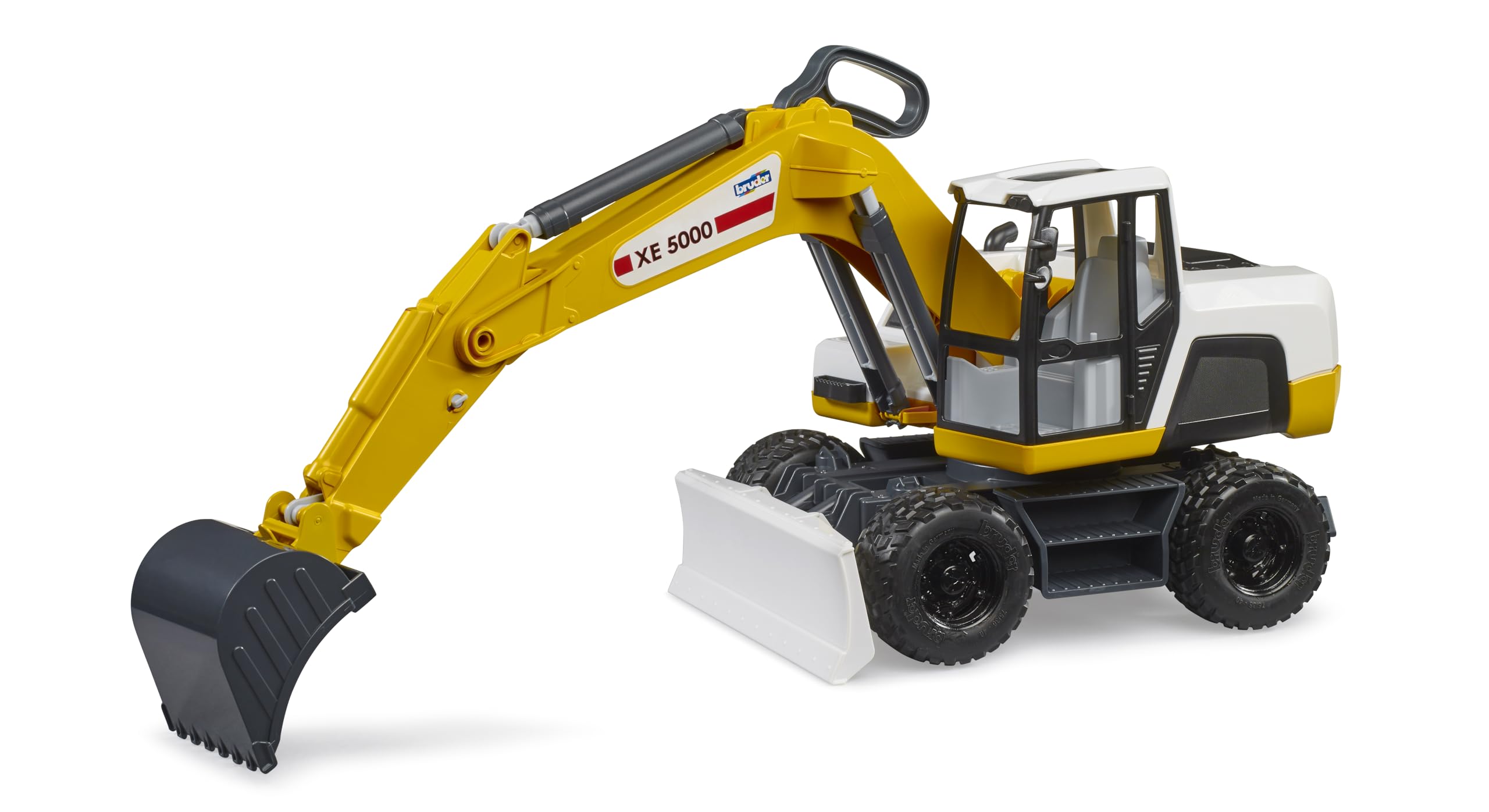 XE 5000 Wheel Excavator with Grader – 1:16 Scale Construction Vehicle Toy with Realistic Functions – Compatible Accessories – Ages 4+