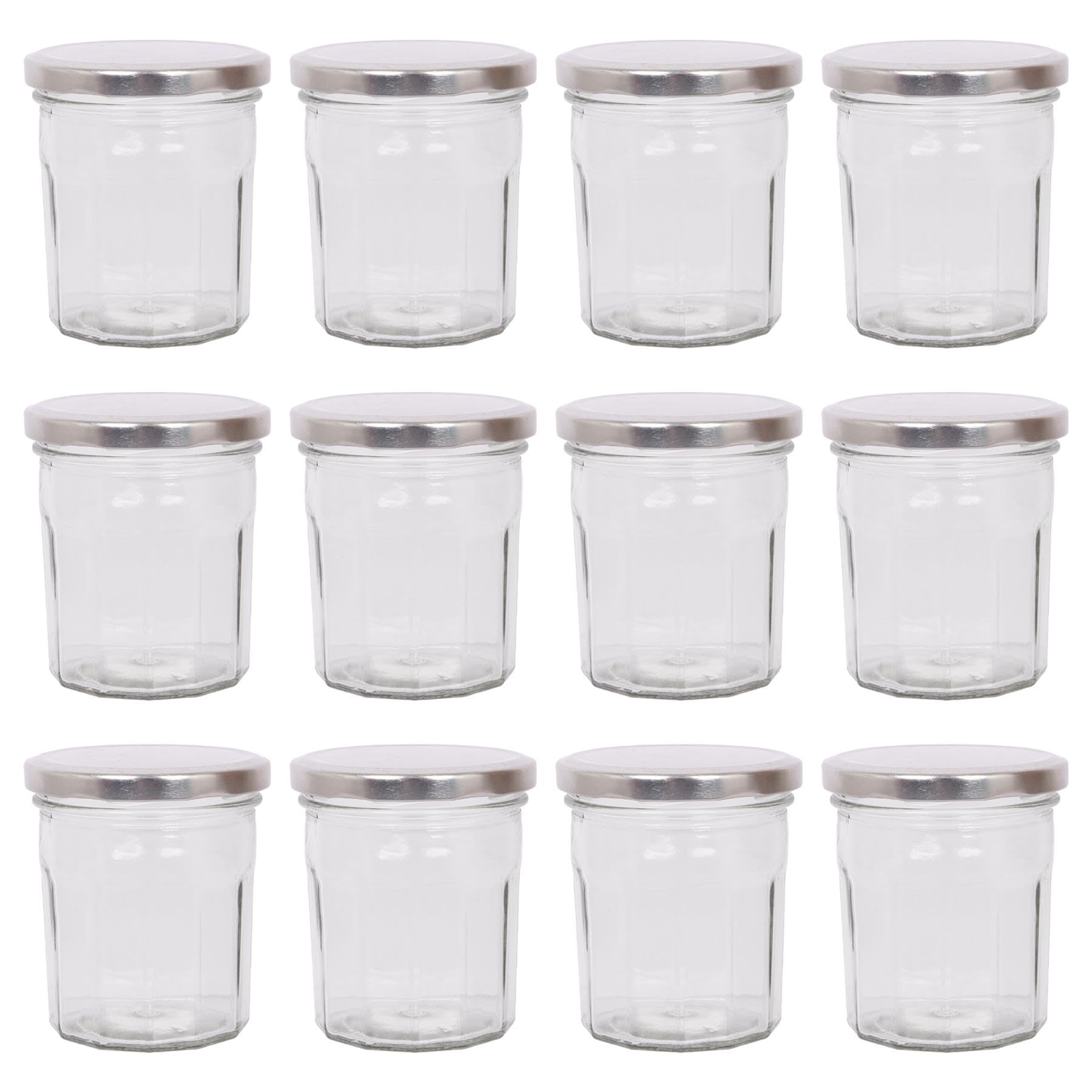 Argon Tableware 250Ml Glass Jam Jars With Airtight Silver LidsSet Of 12 Empty Screw Top Kitchen Storage Preserving Jar from B&Q