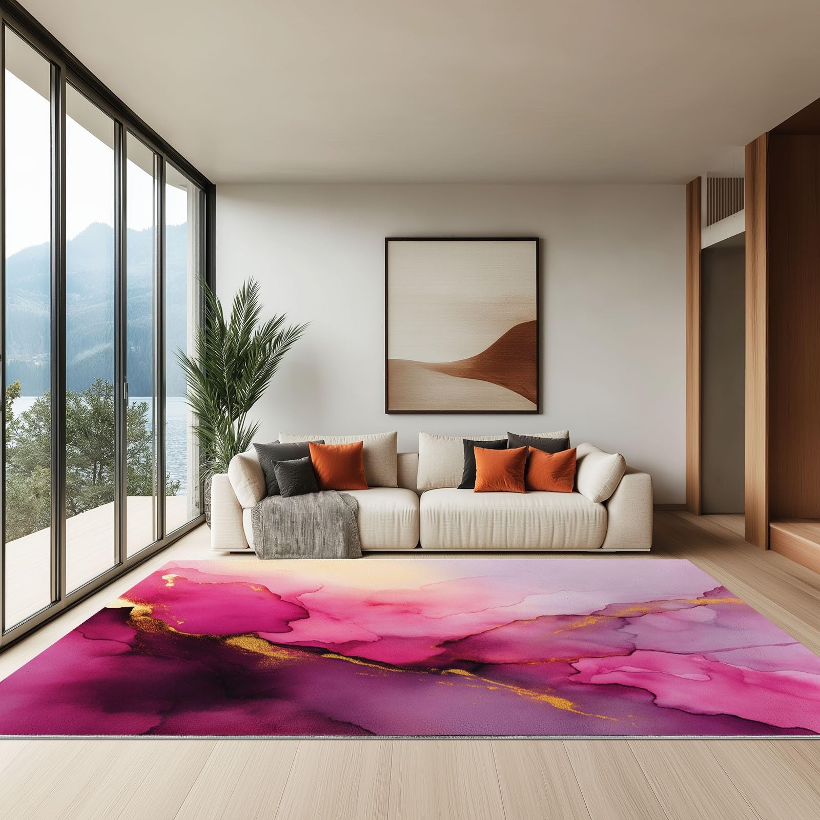 Générique Dywan do salonu 120 x 170 cm Można prać w pralce, abstrakcyjny akwarelowy marmur antypoślizgowy dywanik do sypialni do jadalni biuro i bardziej trwały i ekologiczny dywan z krótkim włosiem