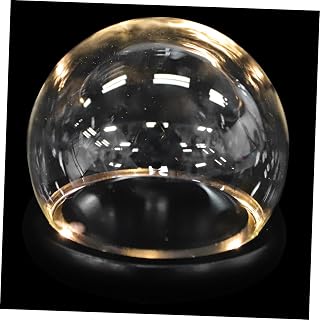 PartyKindom 1 Juego Figura De Cubierta De Vidrio Floral Decoración Cúpula De Vidrio De Flor Preservada Cubierta De Flor Inmortal Cúpula De Cristal Decorativa Campana De Cristal Negro De Madera