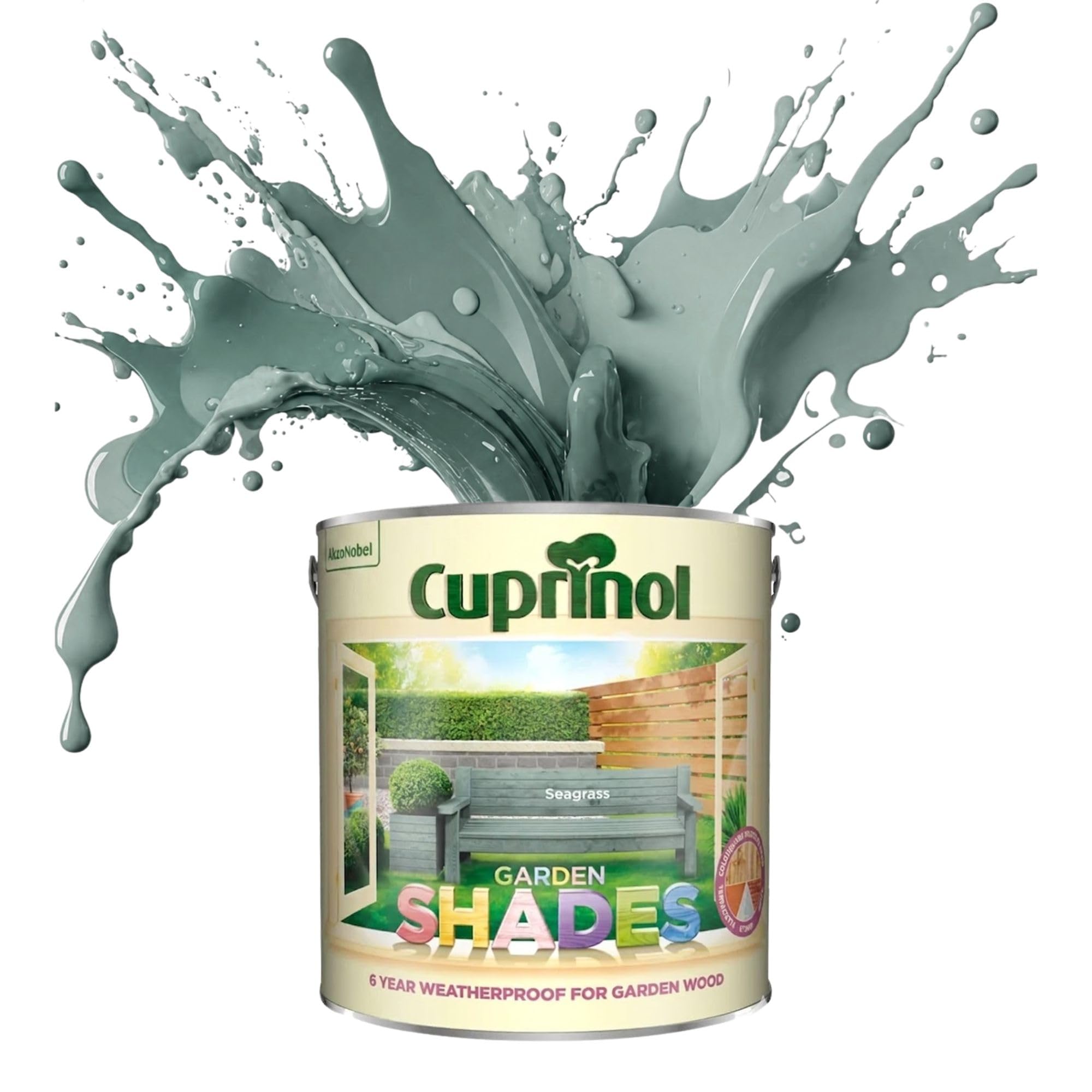 ARUUJ Garden Shades Seagrass, 1 Liter Fence Paint, Outdoor Wood Paint for Sheds, Gardens Furniture, Trellis Fence & Exterior Wood, Water Based Matt Finish, Weather Resistant