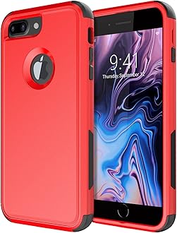 Diverbox for iPhone 8 Plus Case, iPhone 7 Plus Case [Shockproof] [Dropproof] [Dust-Proof],Heavy Duty Protection Phone Case Cover for Apple iPhone 8 Plus & 7 Plus (Red)