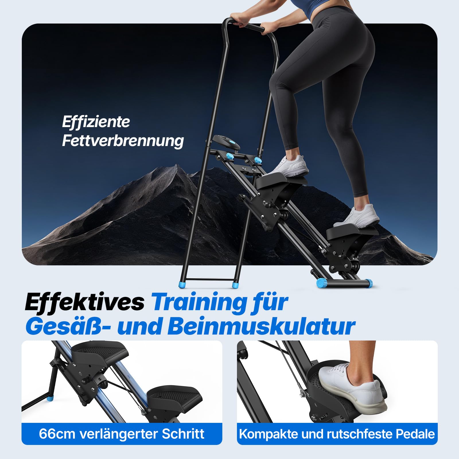 MERACH 2026 Neues Stair Stepper für Home Gym Übung,Vertical Climber Maschine für Ganzkörper-Workout,Compact Folding Cardio Übung Climber mit erweiterten Schrittweite,verstellbare Lenker & Pedale