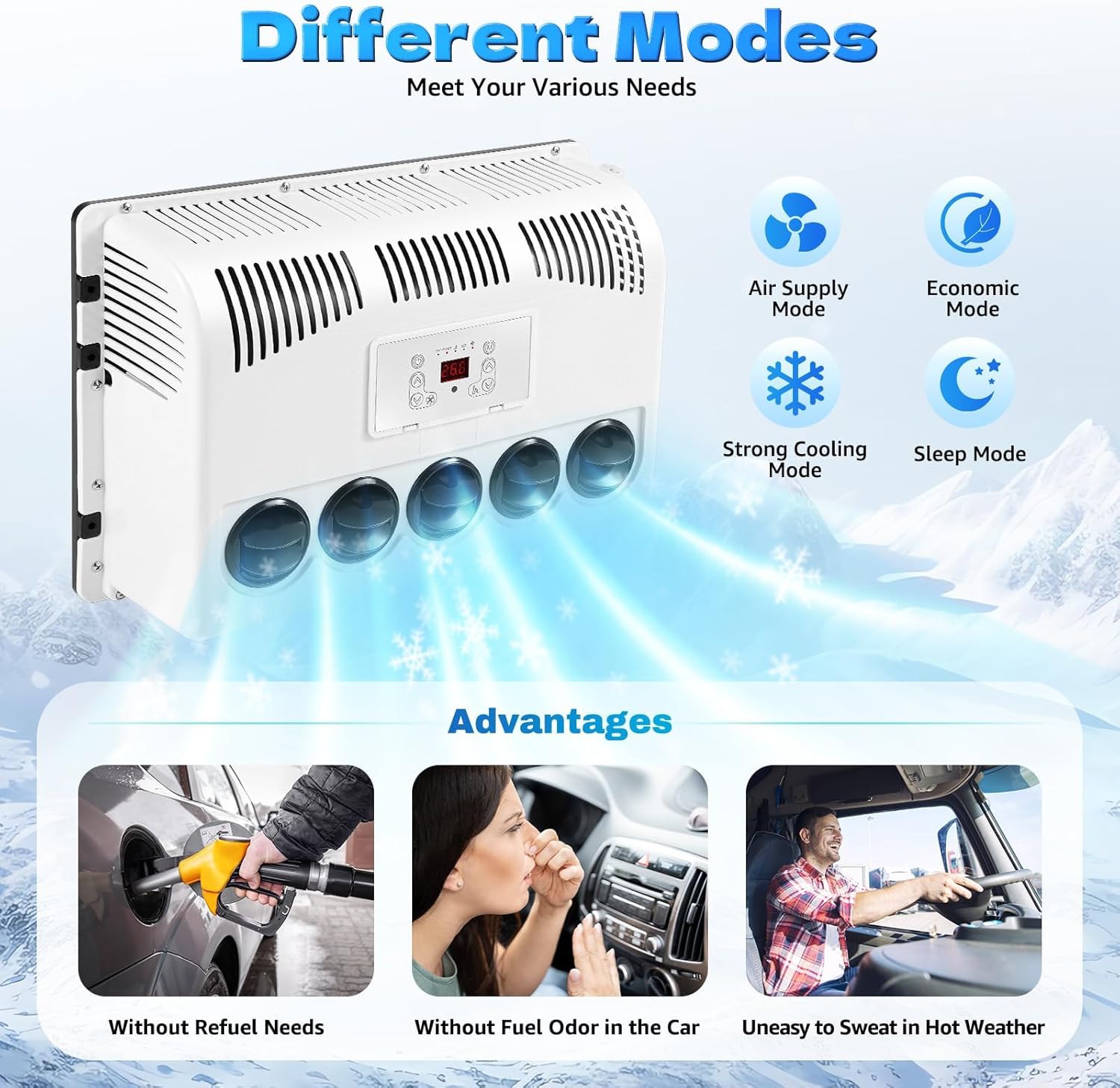 12V Air Conditioner, Split Type 11000 BTU Truck Cab Air Conditioner for Semi Trucks Bus Caravan, AC Unit Electric Mini Split Cooling Rapidly RV Air Conditioners