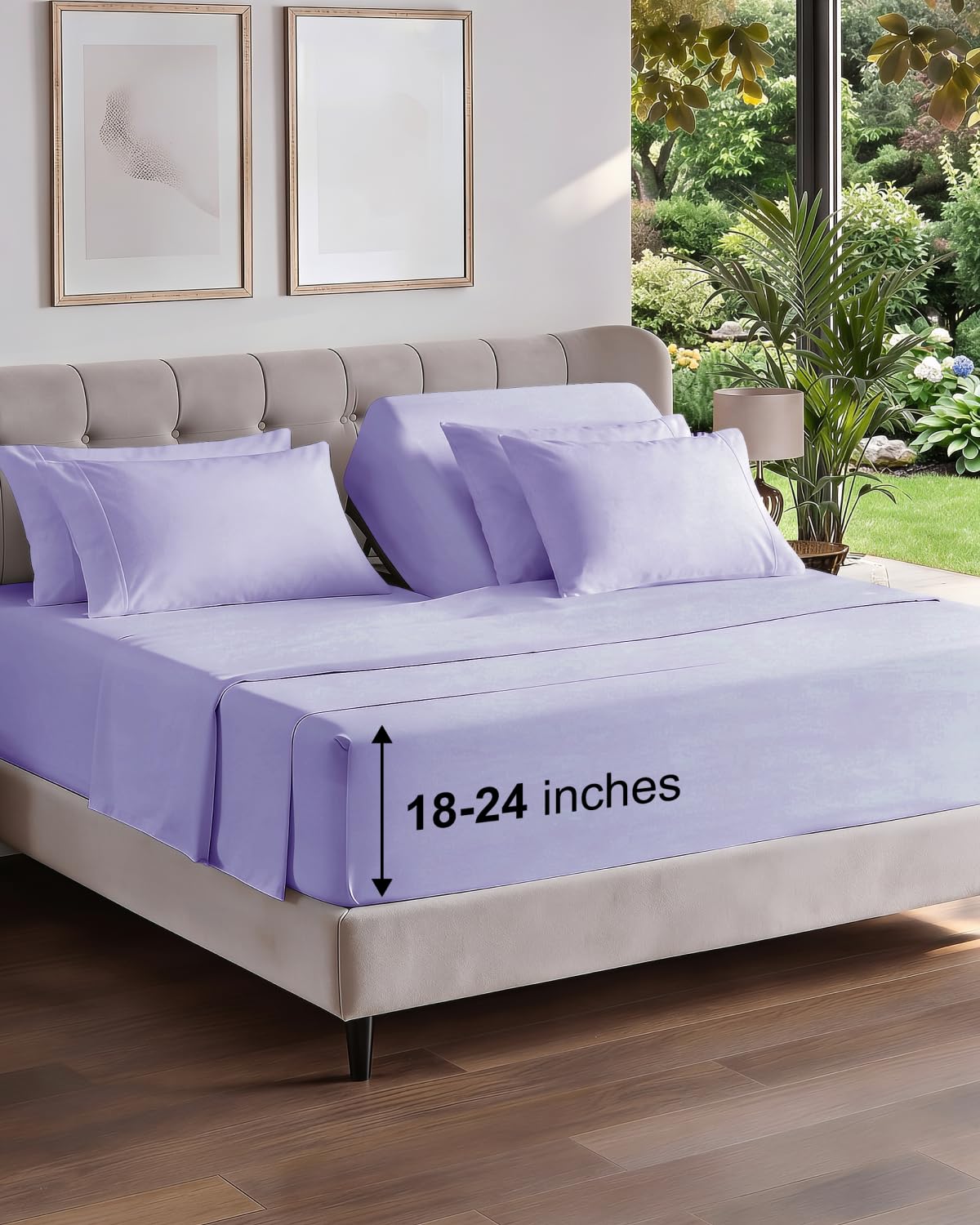 CGK Extra Deep Flex Top Split Head King 6pc Cooling Sheet Set - Lavender