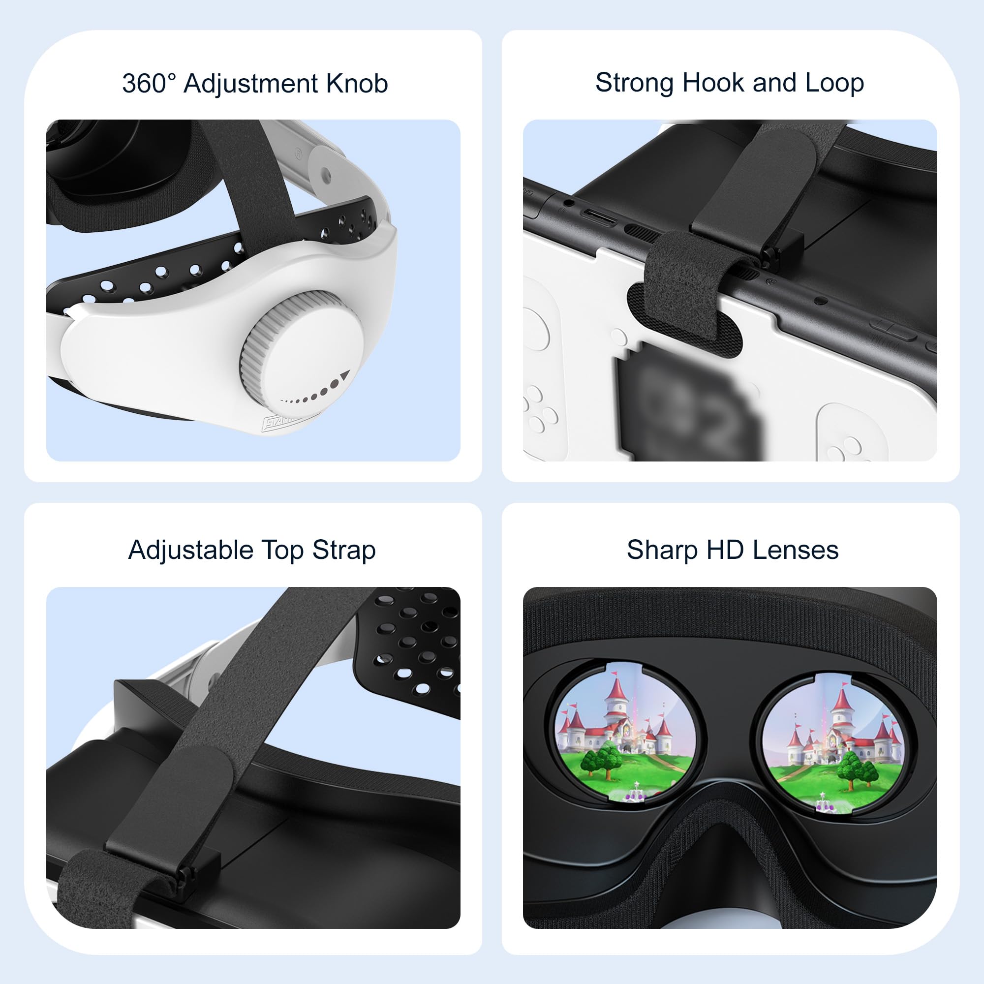 Casque VR amélioré pour Switch 2, blanc et noir