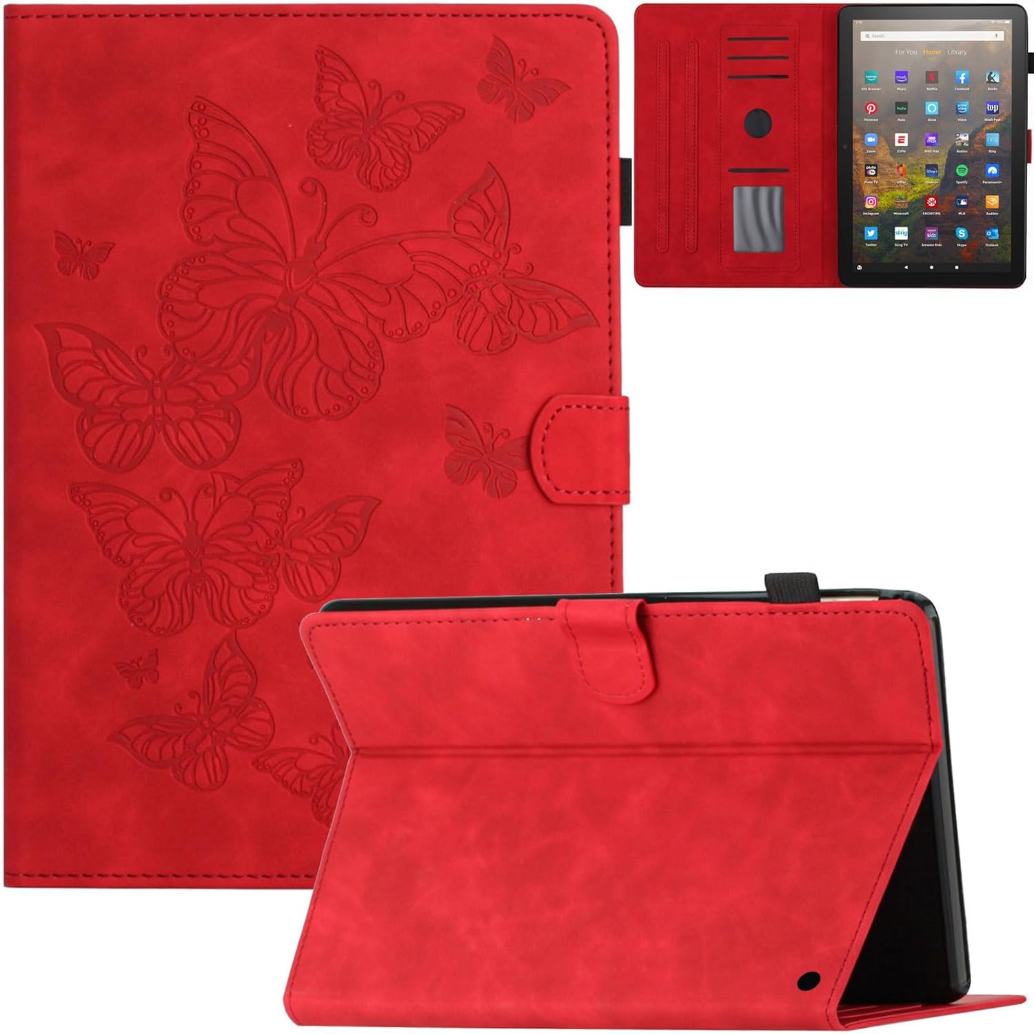 Artyond Case for Kindle Fire HD 10/HD 10 Plus 2021, PU Leather with Auto Sleep/Wake Card Slots Stand Folio Case for Amazon All-New Kindle Fire HD10/HD10 Plus 11th Generation 2021 Released, Red Artyond Case for Kindle Fire HD 10/HD 10 Plus 2021, PU Leather with Auto Sleep/Wake Card Slots Stand Folio Case for Amazon All-New Kindle Fire HD10/HD10 Plus 11th Generation 2021 Released, Red