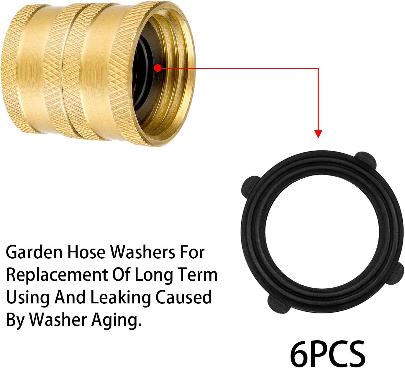 2 Pack 3/4 Inch Garden Hose Adapter And 4 Pcs Washers, Double Female With Dual Swivel For Connector The Male Hose