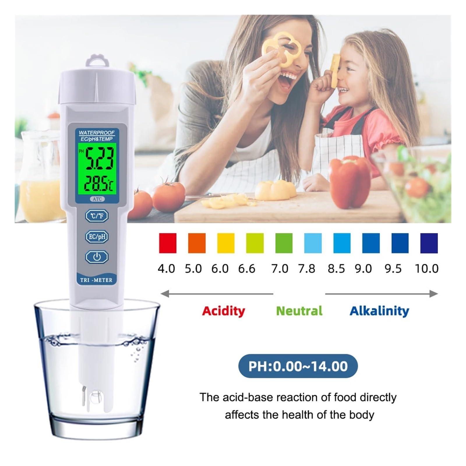 Testeur De Nutriments Hydroponiques EC/Temp/PH, Analyseur D'acidité De Conductivité De Qualité De L'eau For Aquariums D'aquaculture
