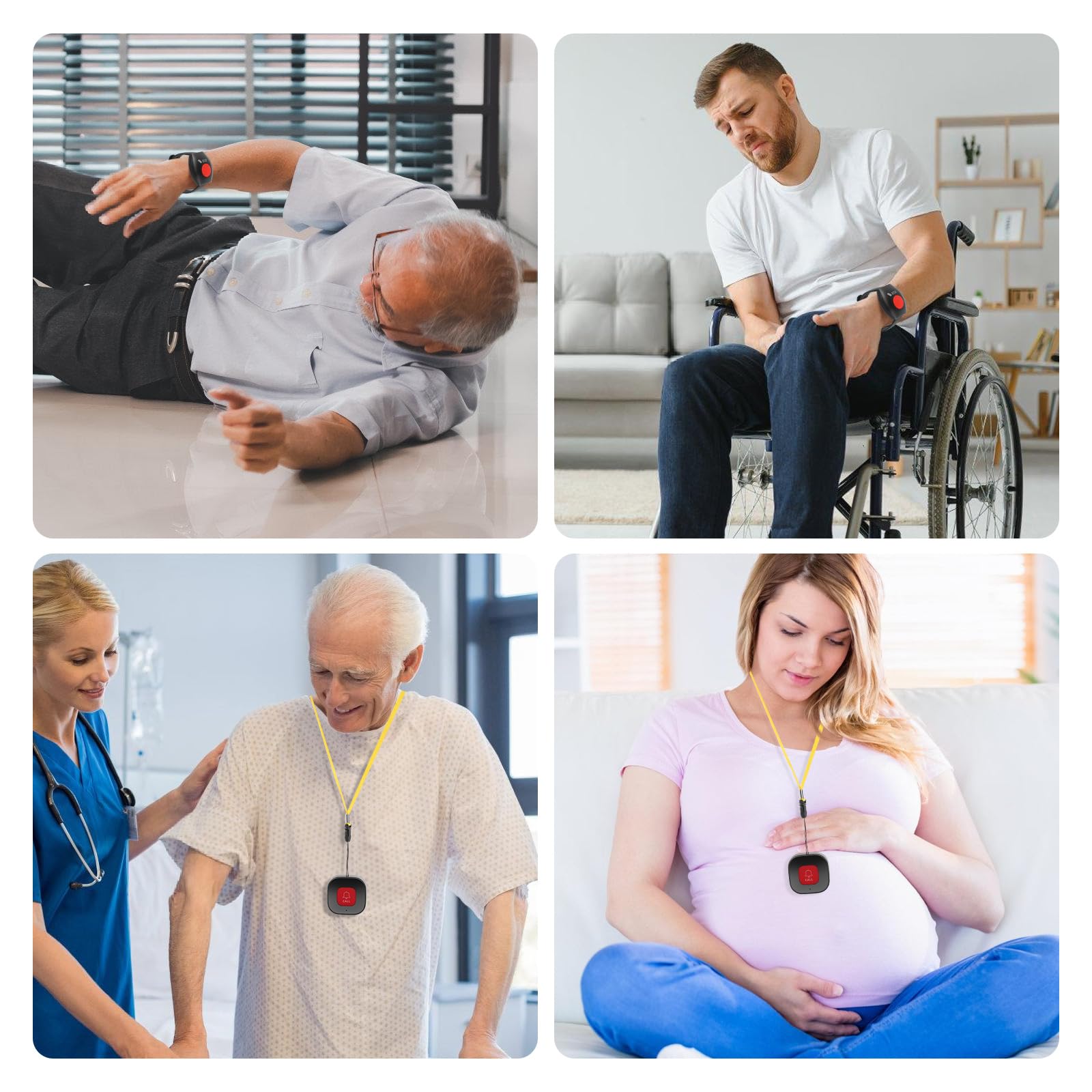 Botón de llamada de emergencia para personas mayores, pulsera WiFi para emergencias domésticas para personas mayores, llamada de emergencia para familiares, botón de alarma móvil, pulsera de