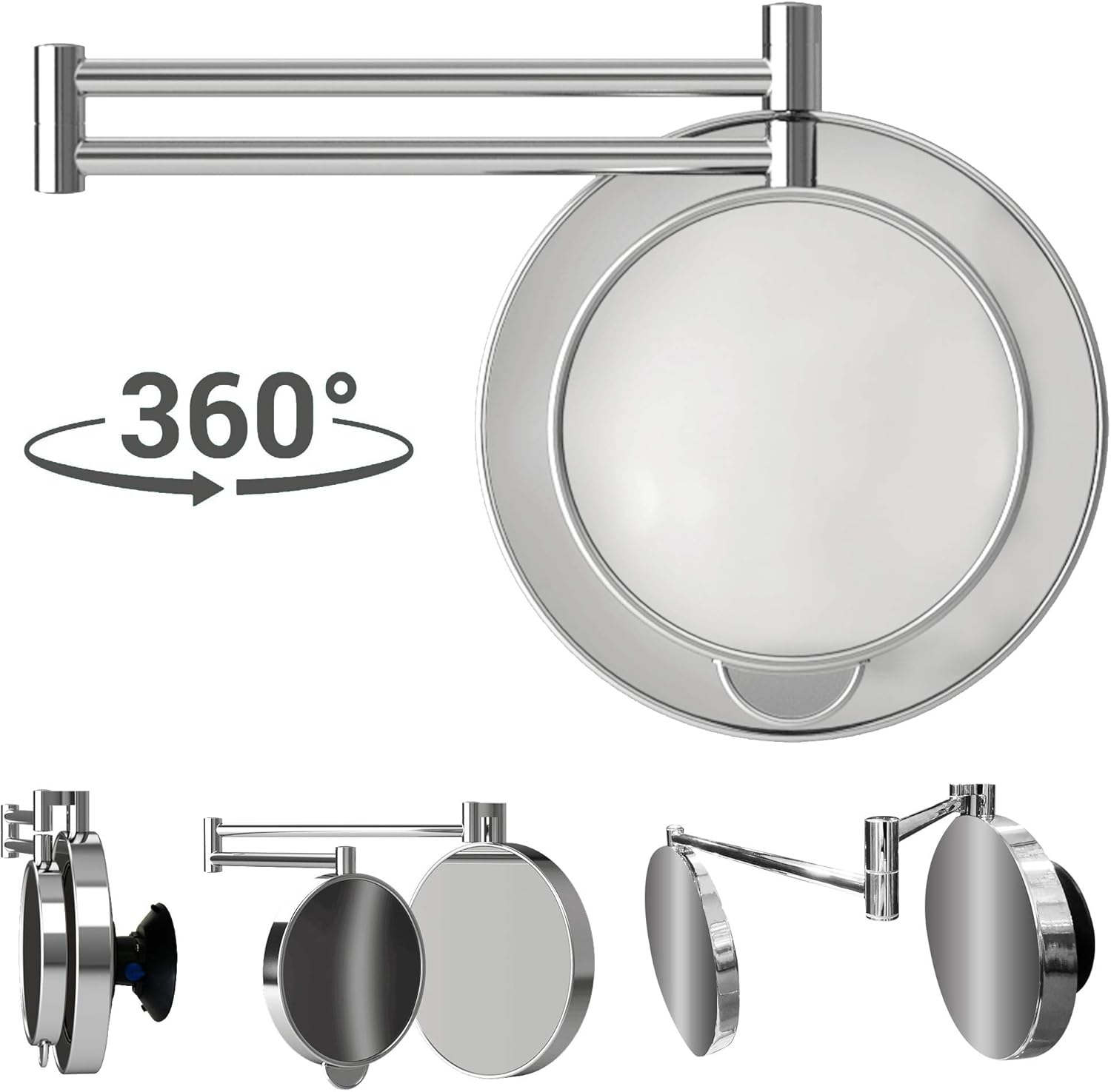 360 Degree Mirror - Full View of Your Head | Trim and Fade Hands Free | 1x & 10x Magnifying | Hair Cut | Neck Shave | Self Groom | Swivel Adjustable | Wall Mounted | My 360 Mirror -