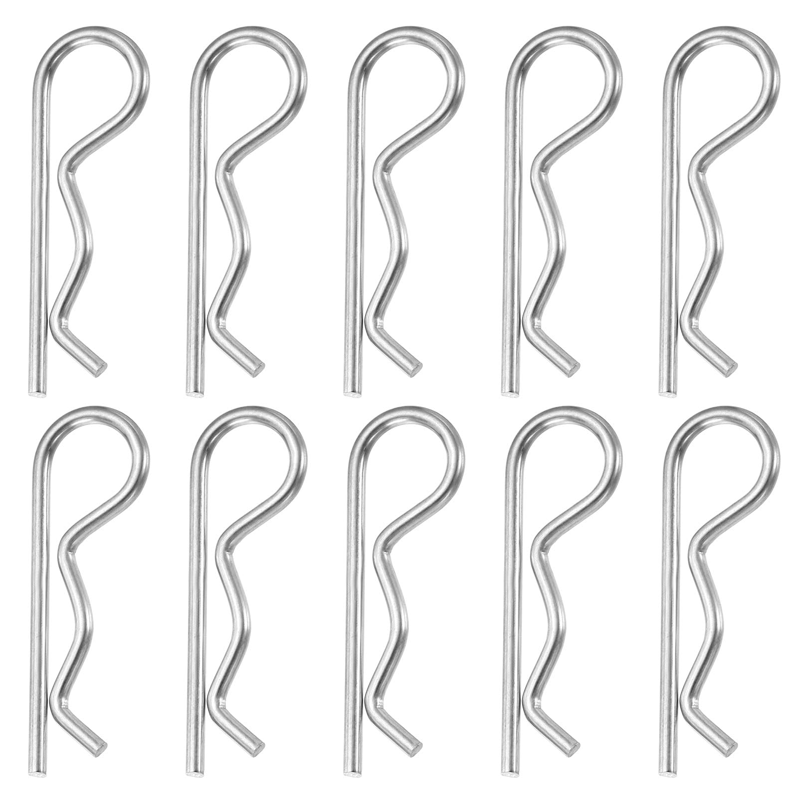 sourcing map 10pcs Hitch Pins Clips M2.5x50mm Cotter Pins Stainless Steel R Clips Spring Retaining for Trailer Locking Mowers Trucks RVs Machinery Heavy Duty Pin Locking Systems, Silver — image 1