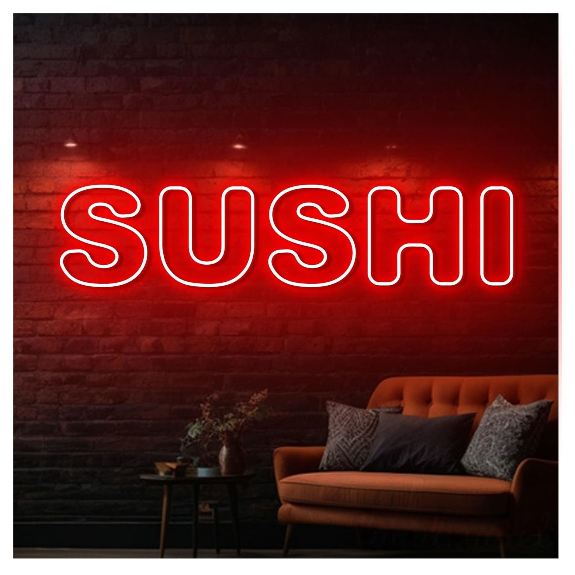 Wiszące neony artystyczne Neonowa Tablica Z Napisem „Sushi”japońska Sztuka Ścienna Do Restauracji, Witryna Sklepowa, Wejście Firmy, 50cm