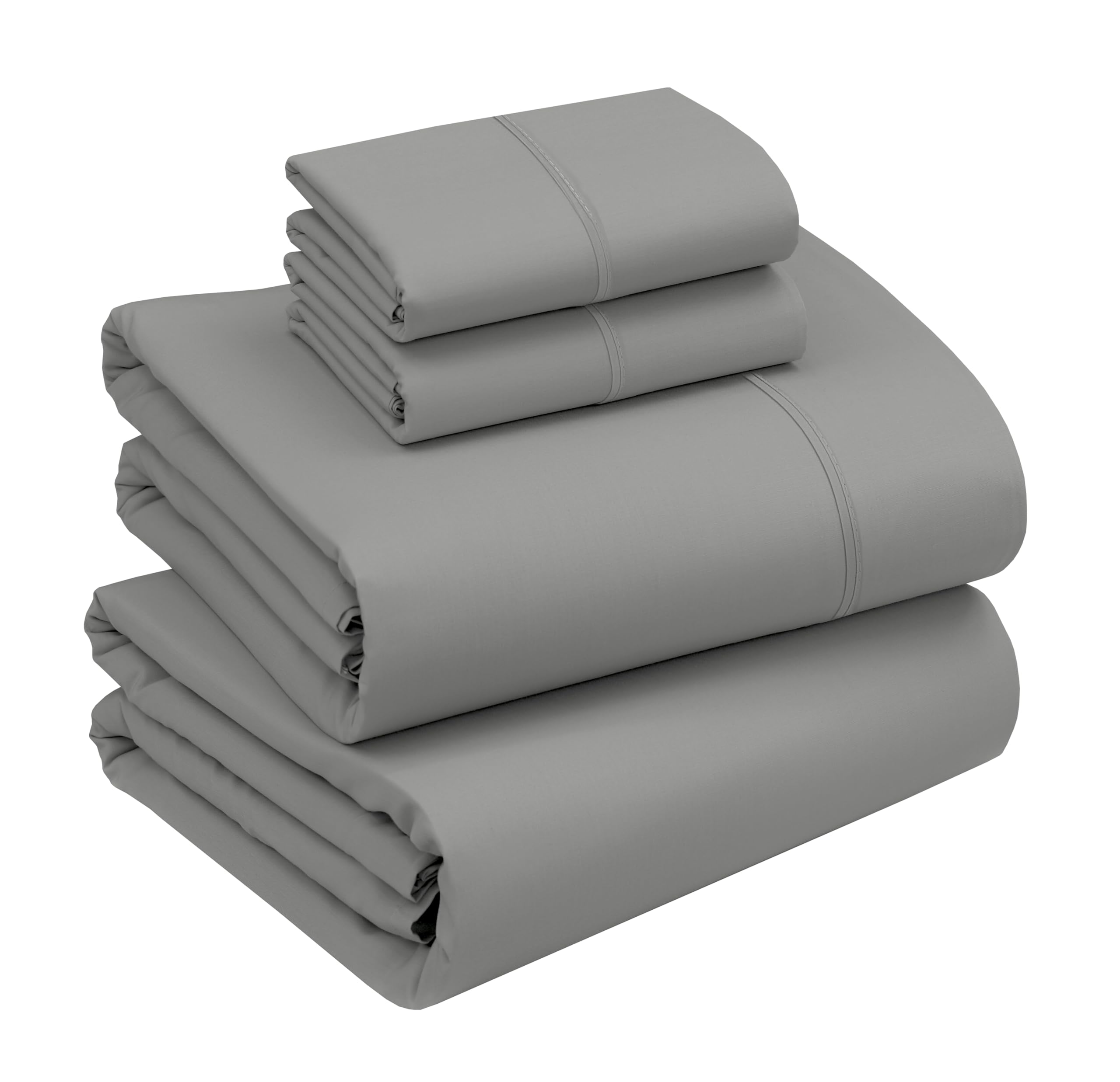 Ruvanti 100% Cotton Queen Sheets - Crispy Cooling Percale - Breathable & Durable - 16 Inch Deep Pocket - Dark Grey - 4 Piece Set โ image 1
