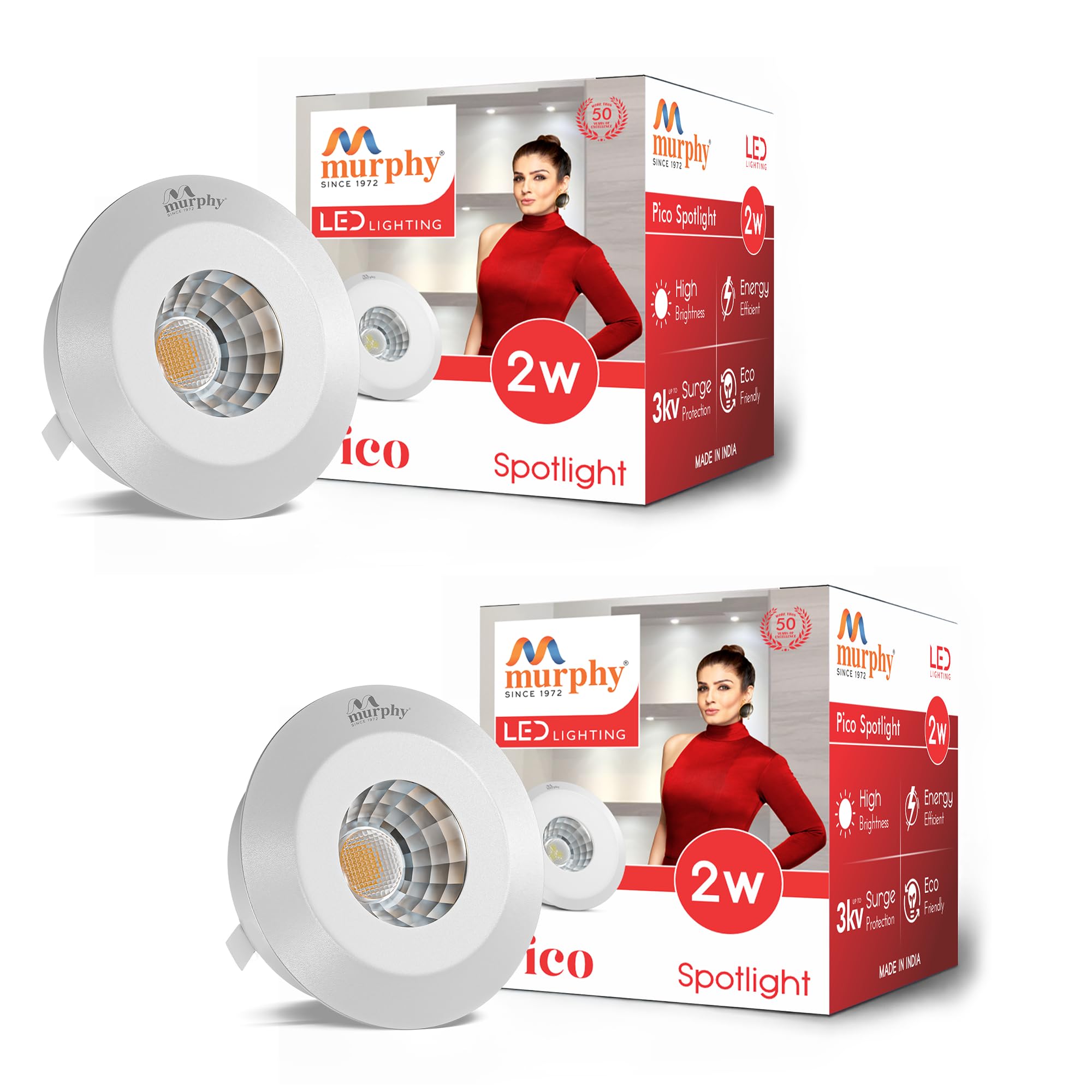 Murphy LED Spotlights - Warm White, Pack of 2 -1