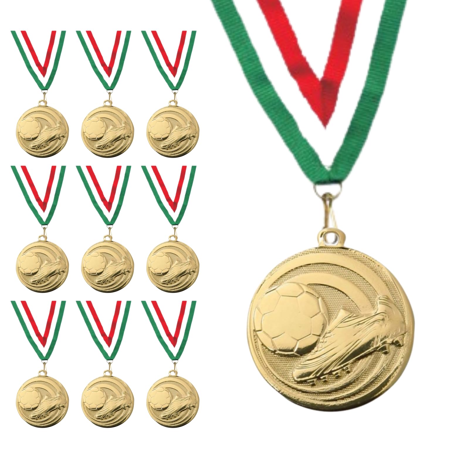 Stock Medaglie Calcio Premiazioni Personalizzate da 3,2 cm con Laccetto Medaglia Personalizzabili in Metallo con Stampa Personalizzata, Fantacalcio, Sport | 23.002.48G