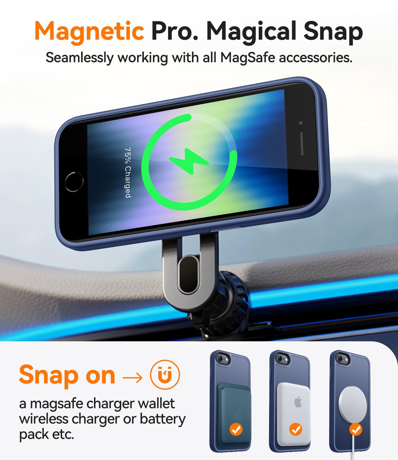 CANSHN Cover Magnetica Opaca per iPhone iPhone SE 3/2 (2022/2020), iPhone 8, iPhone 7, [Compatibile con MagSafe] Custodia Traslucida Opaca Protettiva Sottile Antiurto 4,7 Pollici - Blu Scuro