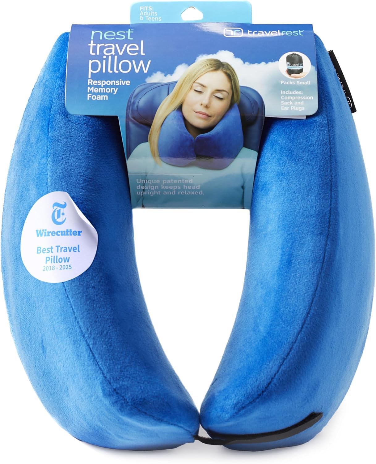 Travelrest Nest Memory Foam Cuscino da viaggio Pieghevole Compatto Rimovibile Lavabile Ergonomico - Votato miglior cuscino da viaggio per 2018-2021 da Wirecutter