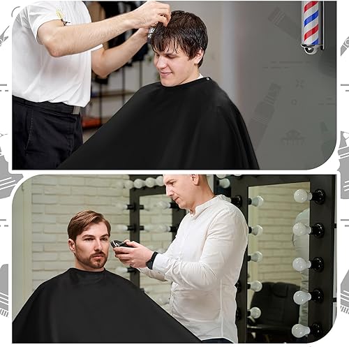 Miniatura 7 de FEBSNOW 2 capas de peluquería para adultos, capa profesional de corte de pelo con cierre a presión impermeable