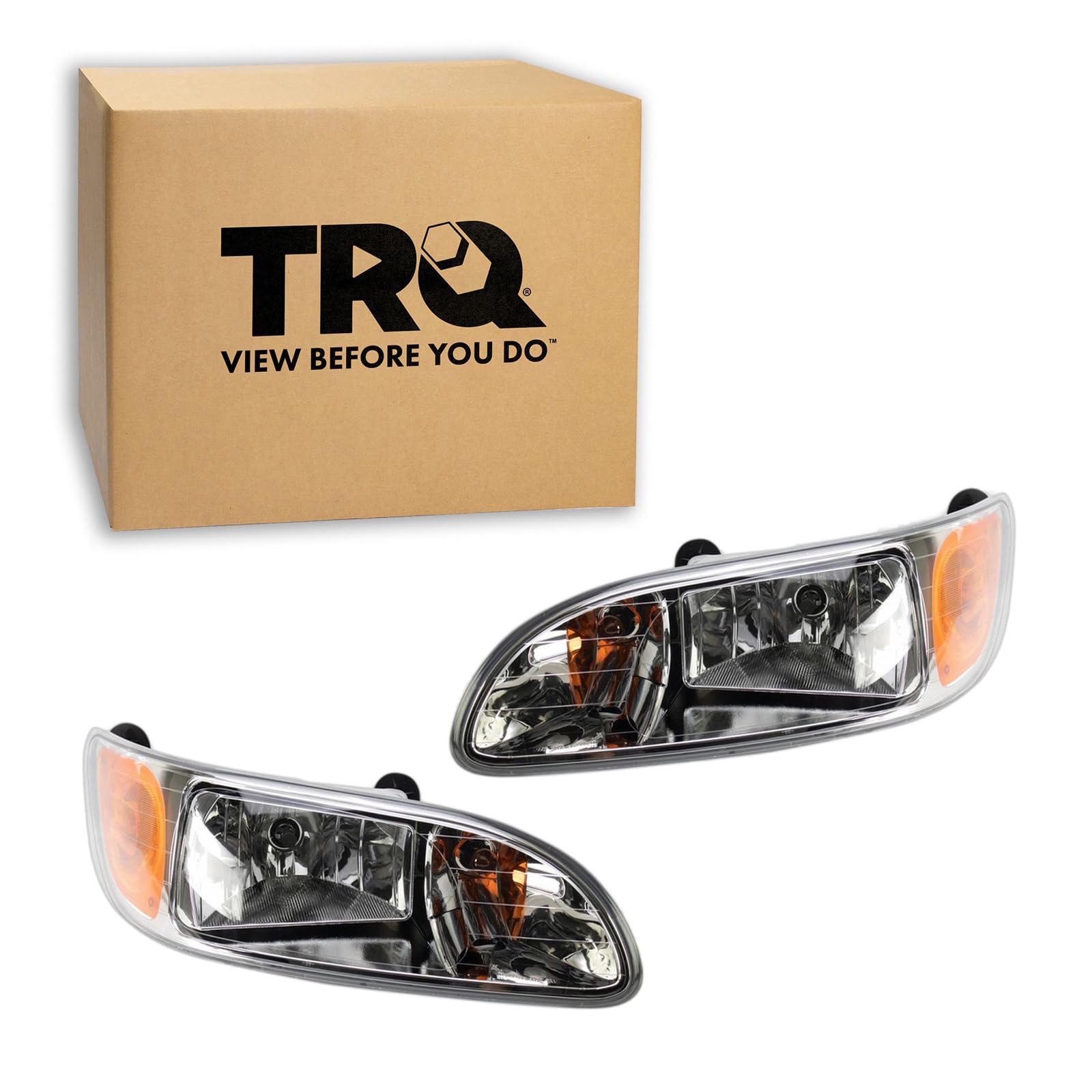 TRQ Headlight Assembly Set Compatible with 2006-2015 Peterbilt 386 2006-2011 387