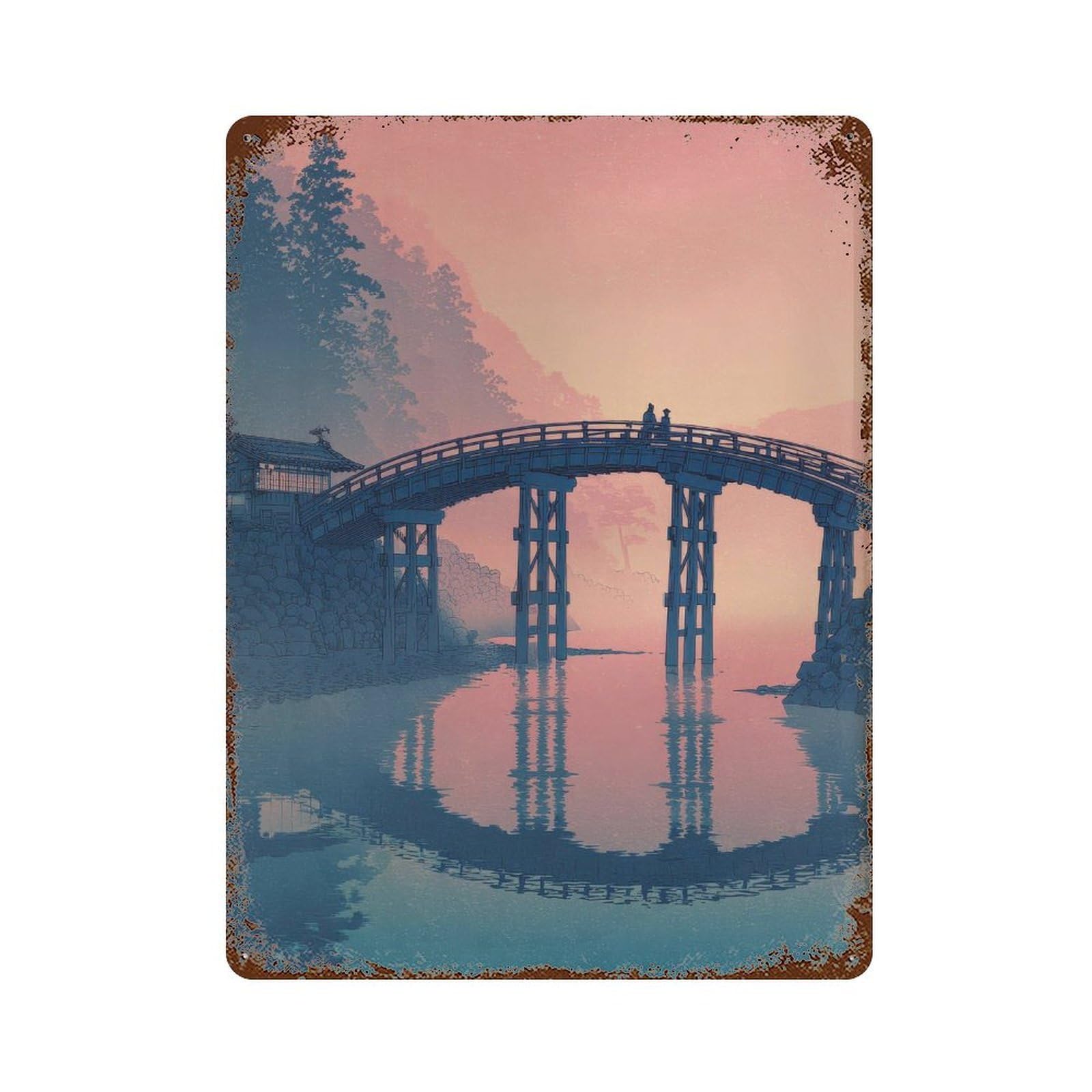 xiaoxiaoshen Japanese Bridge. Traditional Minimalist Wall Decor Art Metal Tin Poster Modern Home Decor Art Home Bar Shop Decorations Vintage Sign 40x30cm