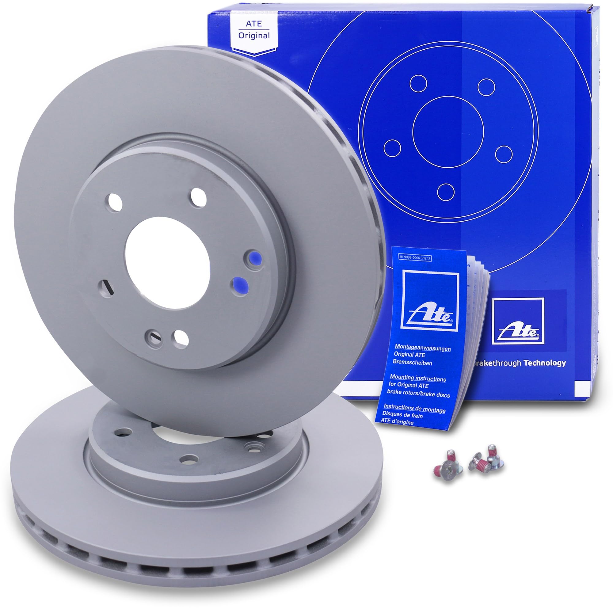 ATE Set di freni +dischi freno anteriori ¯ 288mm ventilati +posteriori ¯ 278mm pieni e pastiglie freno anteriori +posteriori e ganasce freno Compatibile con MERCEDES Classe C, Classe CLC, CLK, SLK