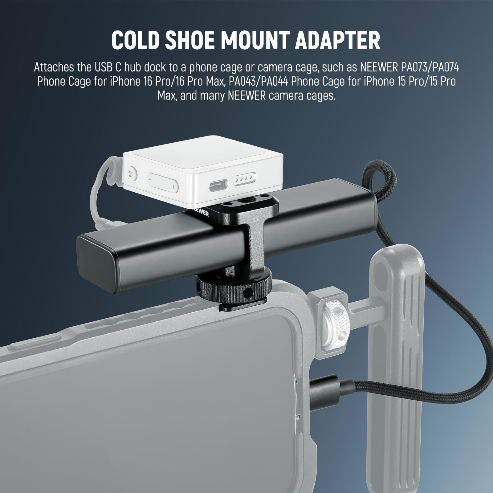NEEWER Stacja dokująca USB C z adapterem zimnej stopki, wieloportowy adapter 4 w 1 z 3 portami USB C 3.1 Gen2 i 1 x 100 W PD, 10 Gb/s, kompatybilna z iPhone 16 15, iPadem, Mac, Android, PC, laptopem,