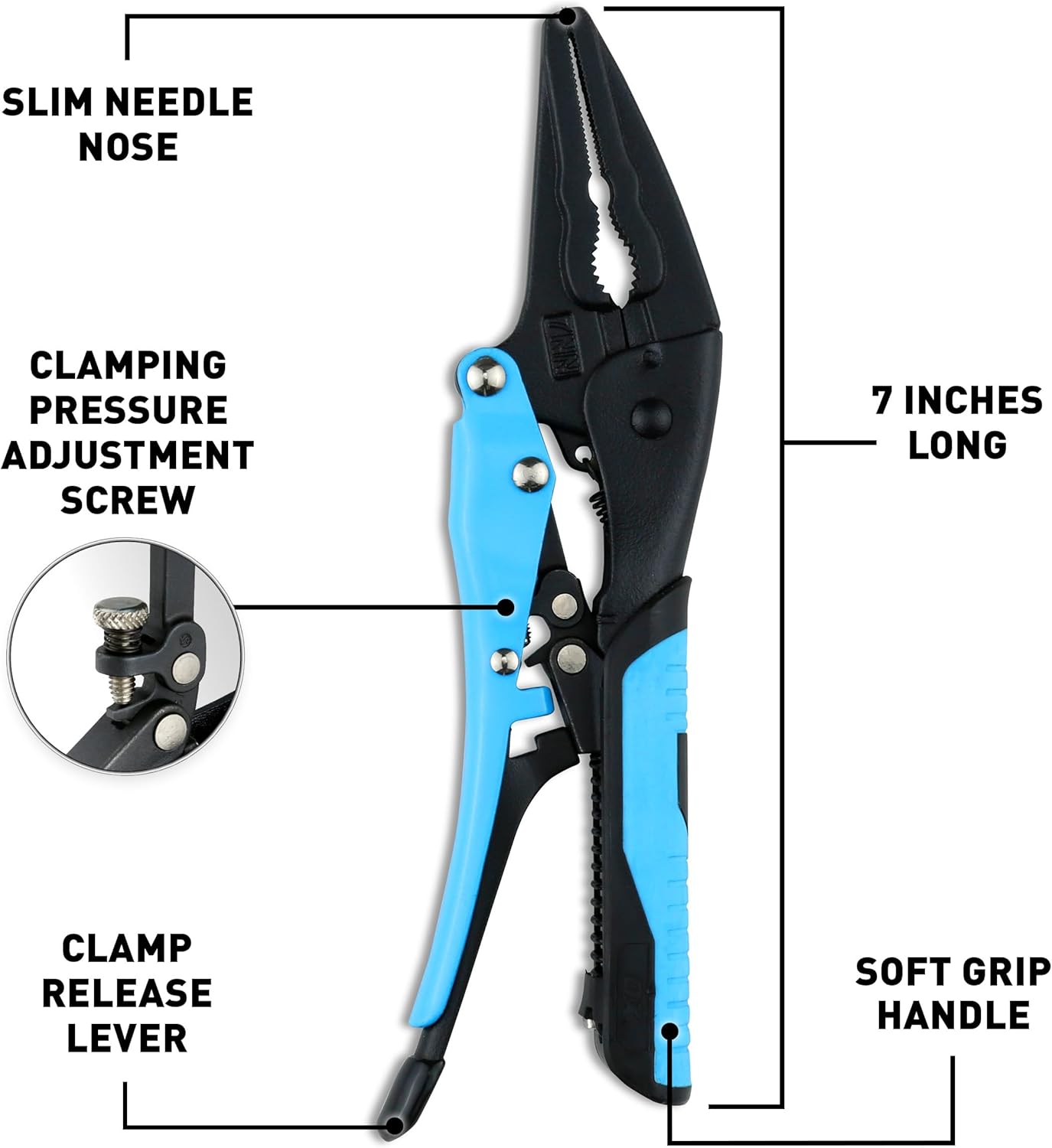 OX Pro Auto Adjust 7-Inch Needle Nose Pliers - Gripped OX-P327202