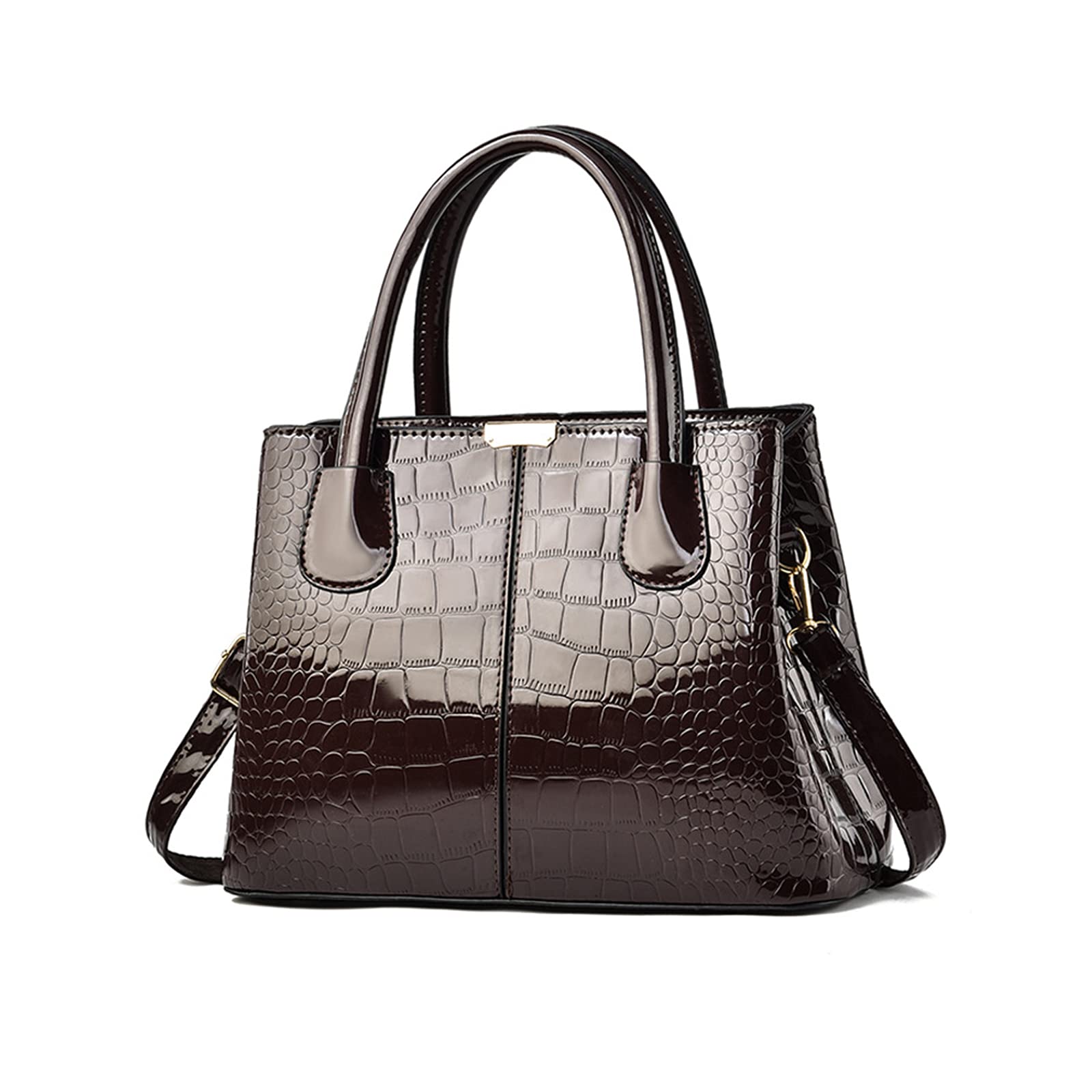 NICOLE & DORIS Borse a Mano e a Spalla Borsa Elegante Donna Lavoro Borsetta Donna Borsa in Vernice Pochette Donna Borsa a Tracolla di Grande Capacità Marrone