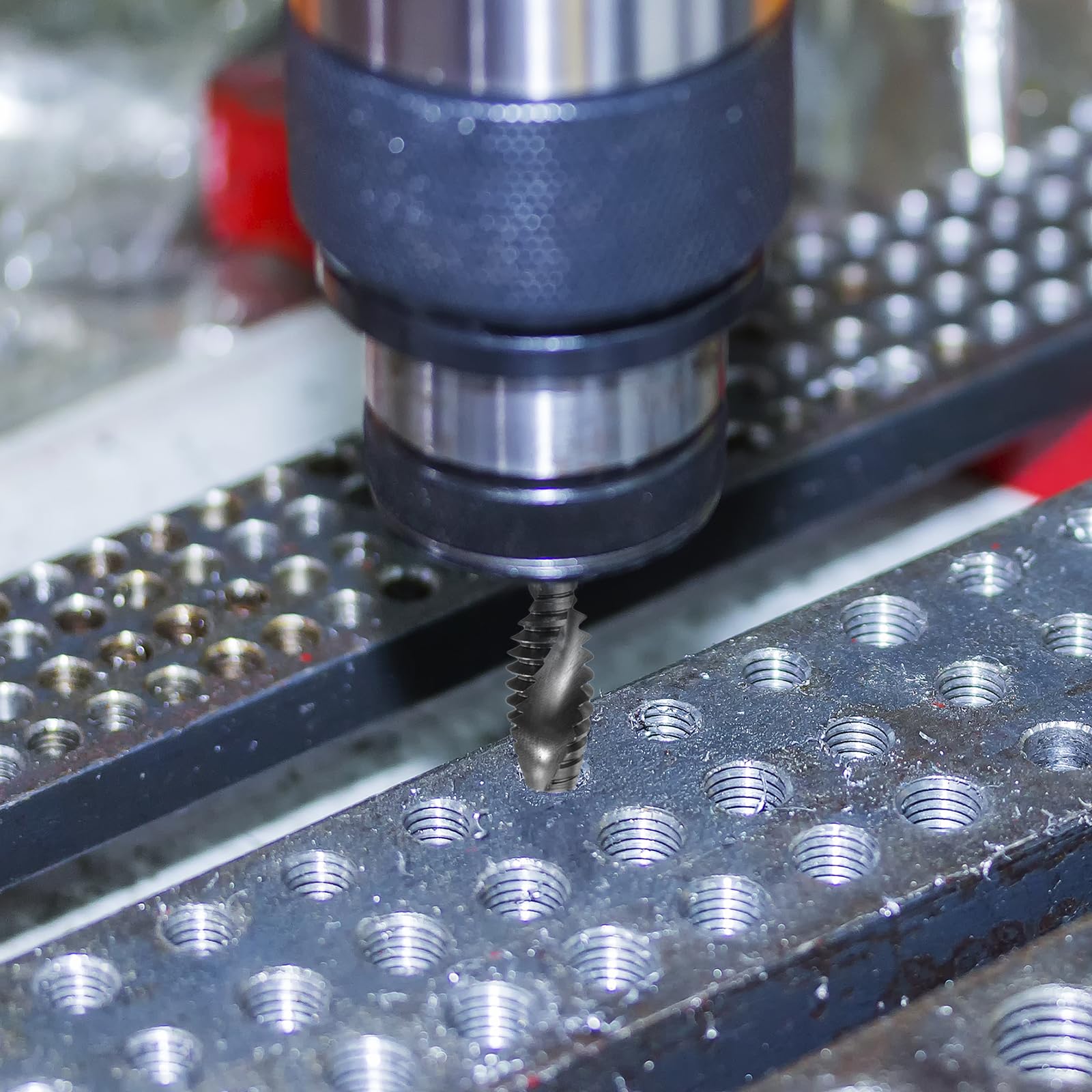 Set di 6 Punte combinate per Trapano e Maschi, Filettatura SAE 6-32NC a 1/4-20NC, Gambo Esagonale da 1/4", Maschi per Filettatura in ossido Nero, Utensili per maschiatura a Spirale, HSS4341