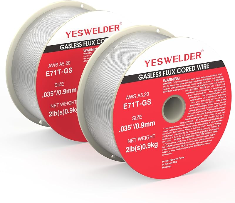 YESWELDER Flux Core Gasless MIG Welding Wire, E71T-GS Mild Carbon Steel | 0.035 in, strong ABS spool, smooth feeding, easy handling, organized storage