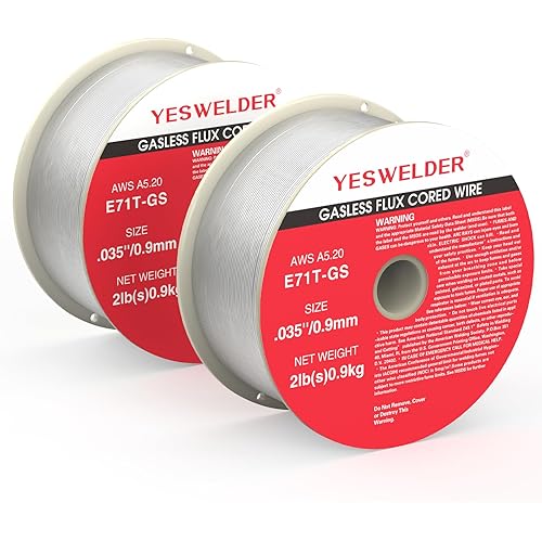 YESWELDER Flux Core Gasless MIG Welding Wire, E71T-GS Mild Carbon Steel .035-Inch Diameter 2-Pound, Strong ABS Plastic Spool Welding Wire