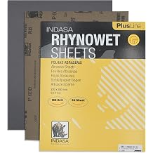 Indasa 50 PCS 9x11 Rhynowet Wet & Dry Sandpaper Sheets, 180 GRIT, Clog-Resistant Abrasive for Wood, Metal, Auto, Paint & Clear Coat Finishing, Sand Paper, Aluminum Oxide, Plusline