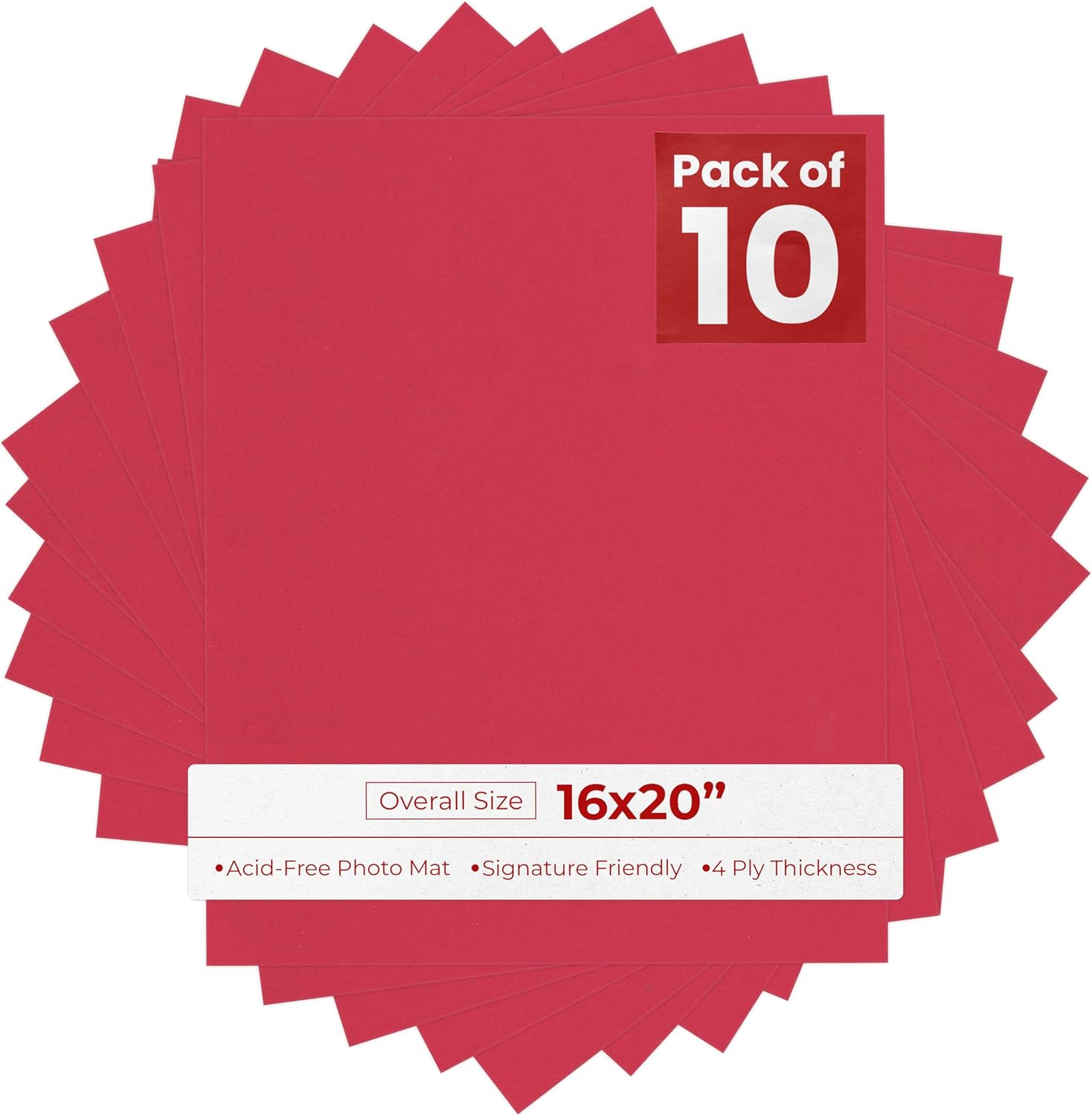 Chinese Red 16x20 Backing Board - Uncut Photo Mat Board (10-Sheets)