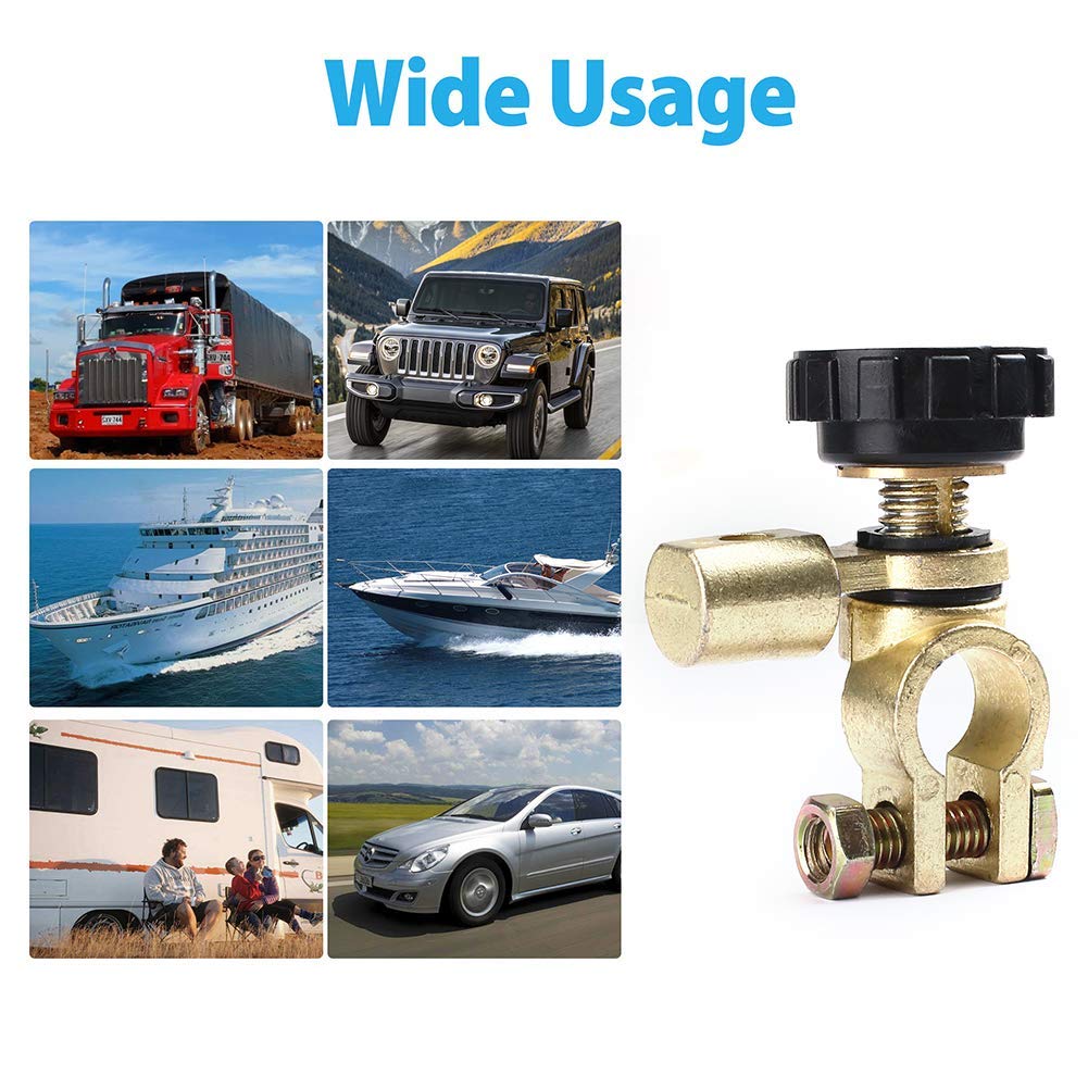 LotFancy Top Post Battery Disconnect Switch, 12V 24V Negative Post Battery Cutoff Switch for Cars Autos Trucks Boats RVs ATVs, 360 Degree Battery Kill Switch : Automotive