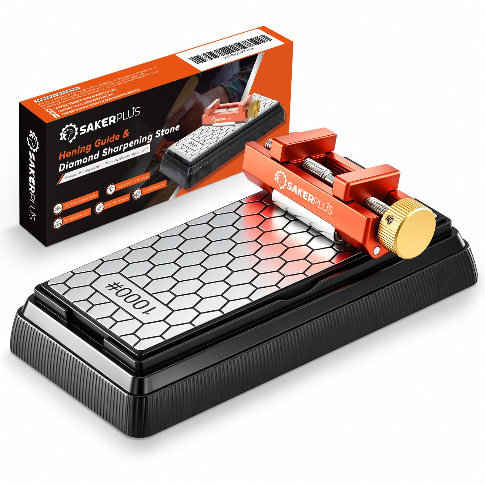 SakerPlus Chisel Sharpening Jig with Whetstone
