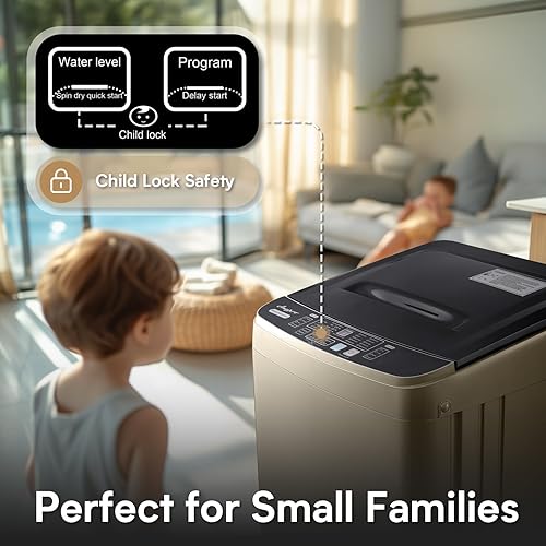 Miniatura 6 de Lavadoras de ropa portátiles de 17.8 libras con lavadora automática completa y giratoria con 10 programas y 8 niveles de agua, lavadora compacta