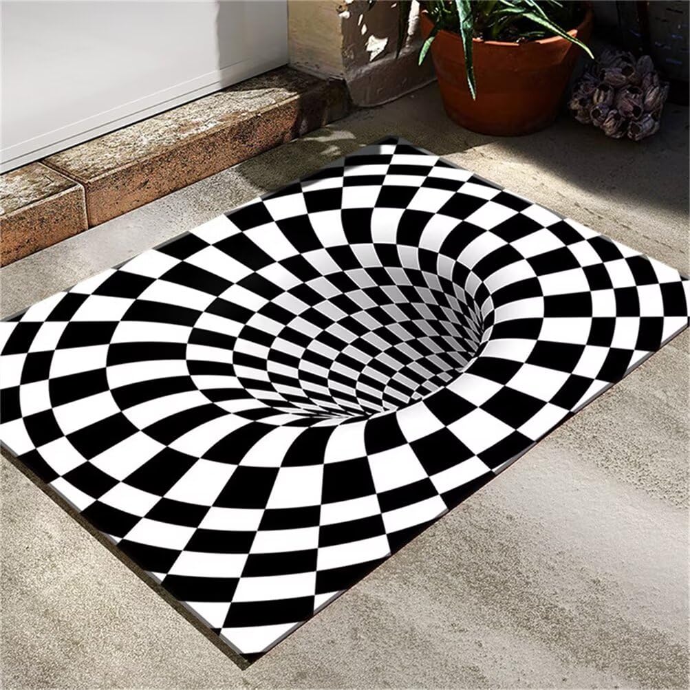 Tapis salon doux noir et blanc 200x300 | Style géométrique moderne