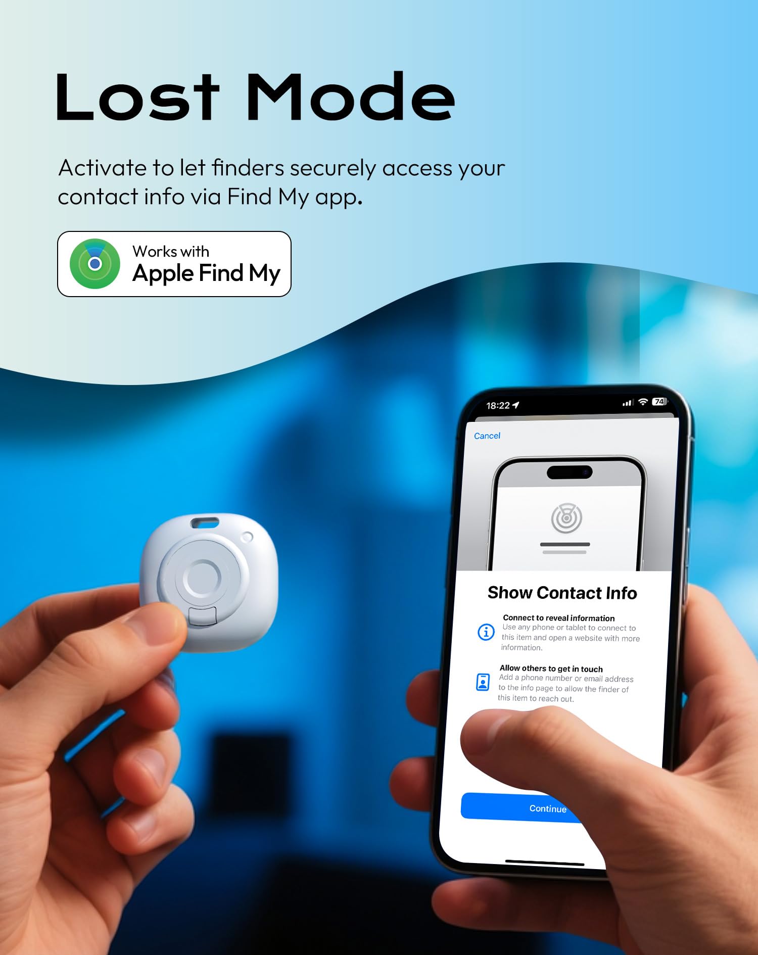 Smart Air Tracker Tag with Apple Find My, Item Finders for Luggage/Keys/Bags, Removable Battery (iOS Only) White - 4