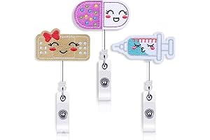 Nurse Retractable Badge Reel with Felt Syringe and Pills
