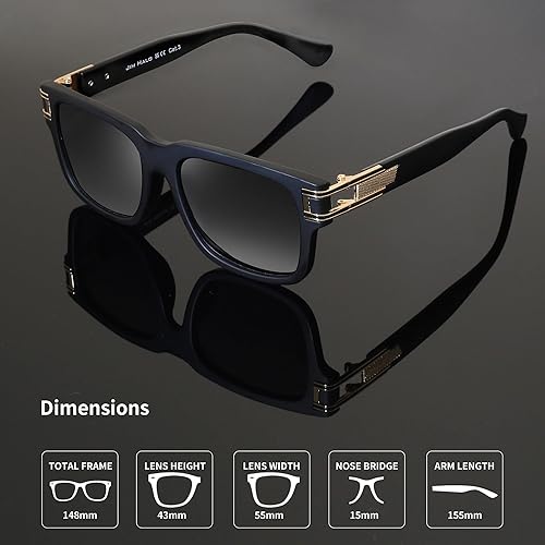 Miniatura 9 de JIM HALO Gafas de sol polarizadas para hombres y mujeres, gafas de sol clásicas retro cuadradas para conducir, pescar, protección UV400