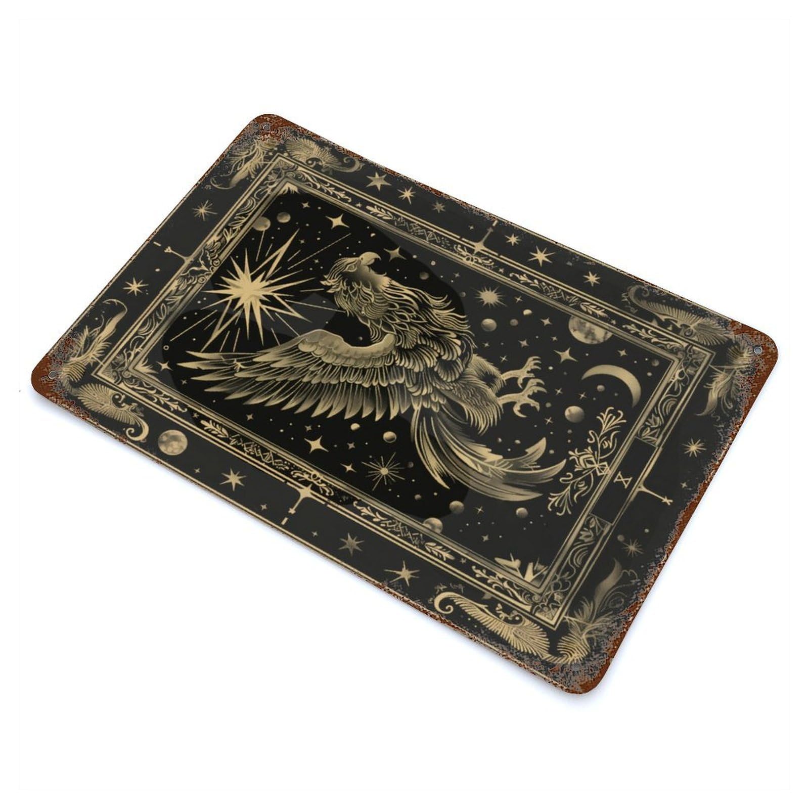 Rust Effect Stellar Griffin Distressed Metal Wall Sign 11.8"x7.9", Decorative Metal Wall Art for Living Room, Hallway And Home Decor