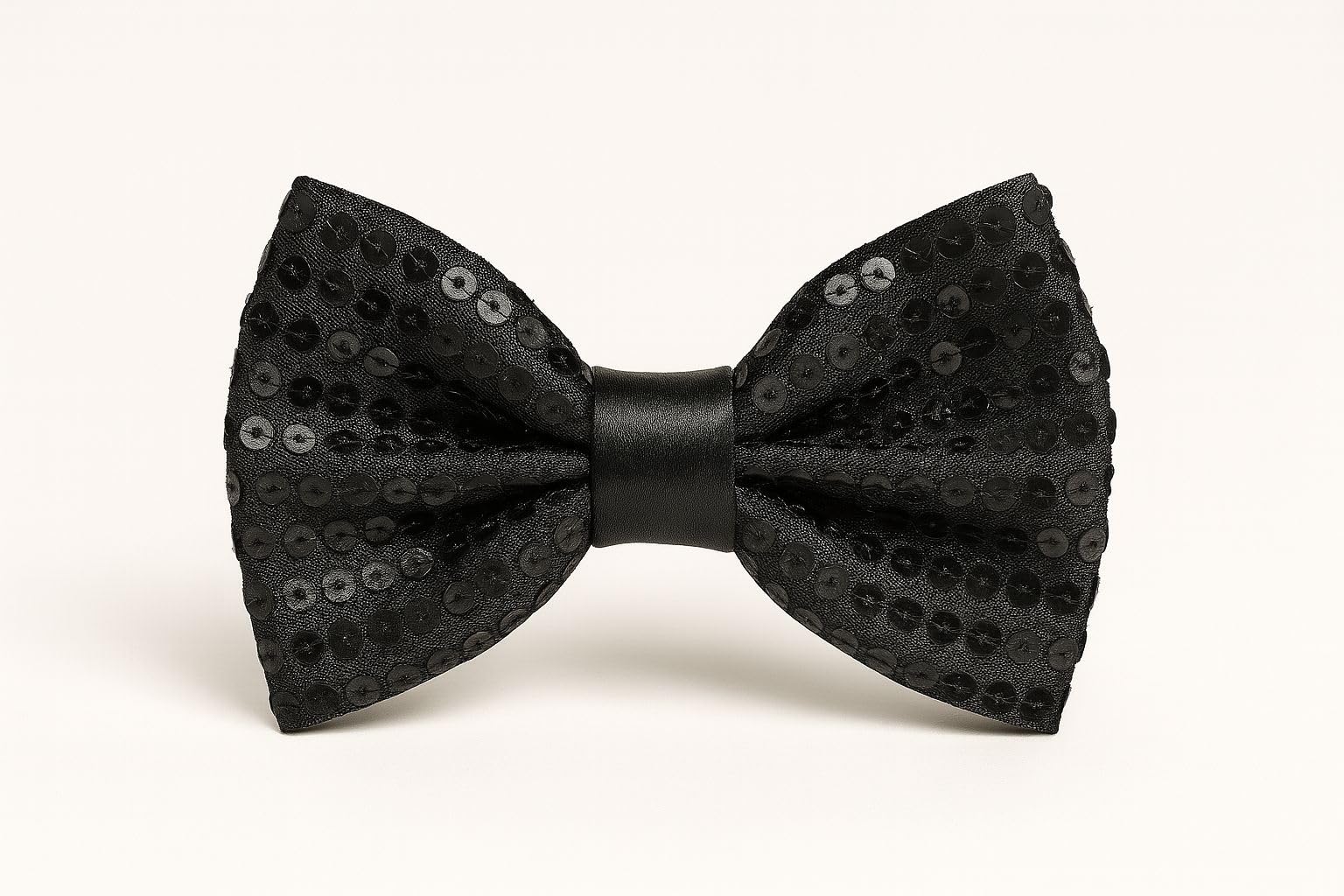 PAPILLON RASO SLIM SOTTILE CRAVATTINO FARFALLINO FARFALLA UOMO DONNA Nero con texture Puntinata Brillante