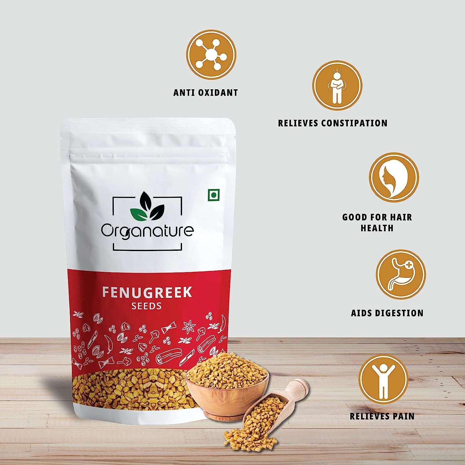 Organature Whole Methi (Fenugreek) 350 Gram-Natural Dried & Indian Spices & Masala|Methi Dana, Whole Fenugreek Seeds, No Artificial Colours & Preservatives - Image 4 thumbnail
