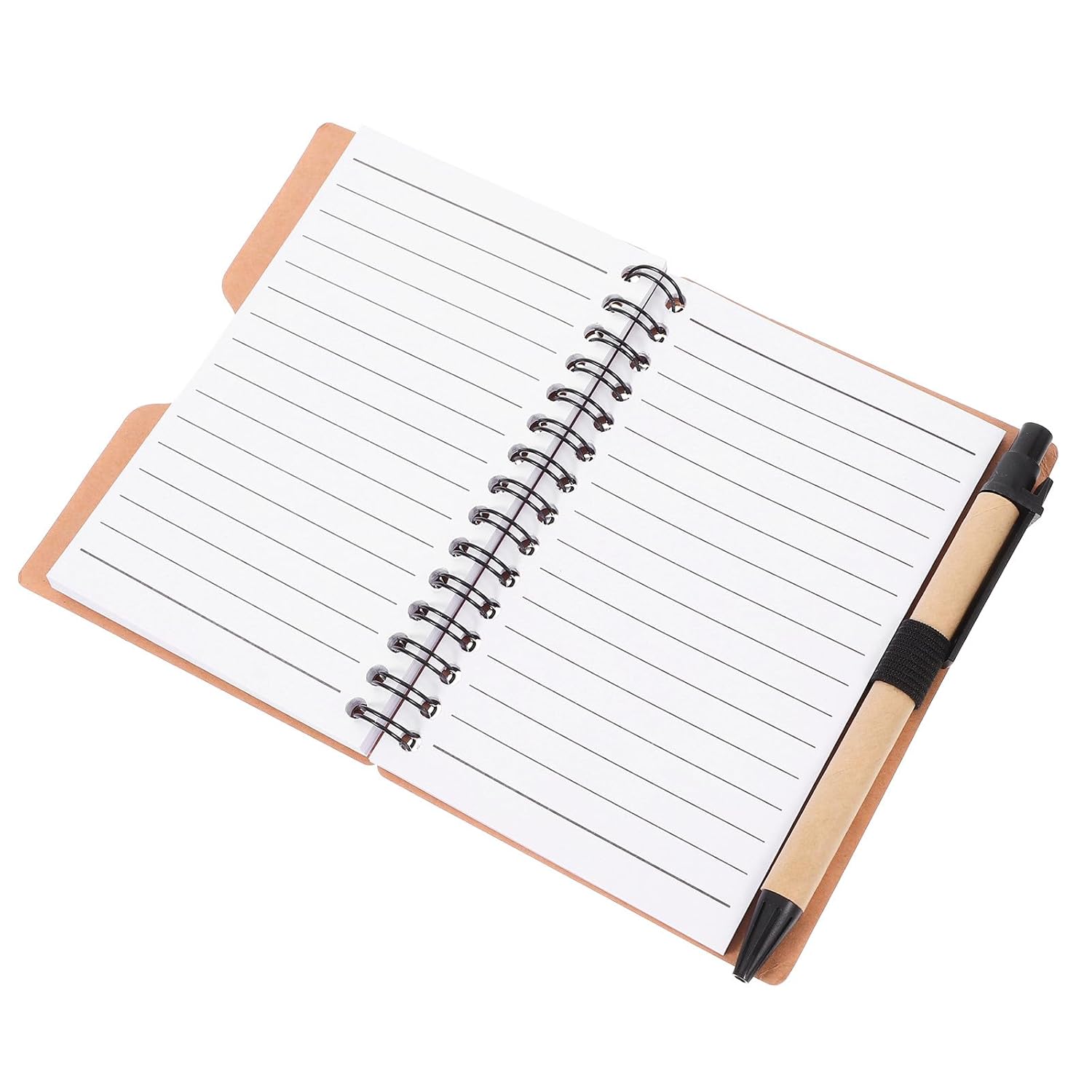 HOOTNEE Spiral Notebook A5 Small Notepad Kraft Paper Journal with Pen Multi-use Practical Notebook for Work School Note Taking