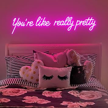30IN Large Youre Like Really Pretty Neon Sign, Dimmable Pink Handmade Led Neon Light for Salons, USB Power Bathroom Bedroom Girls Makeup Room Bachelorette Party Home Birthday Gift