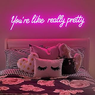 You're Like Really Pretty Neon Sign, Pink Handmade You're Like Really Pretty Led Neon Light Timer Dimmer for Wedding, Girls Room Bachelorette Party Home Dorm Bedroom Birthday Christmas Gift - 15.6''