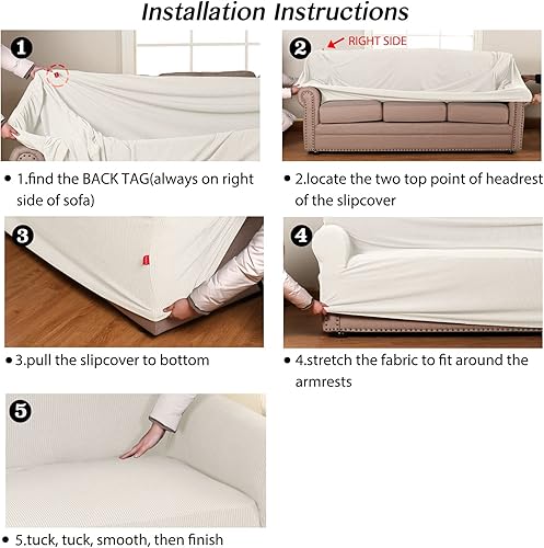 Miniatura 6 de Turquoize - Funda elástica para sofá de 1 pieza, de tela jacquard y parte inferior elástica, protector de muebles contra mascotas