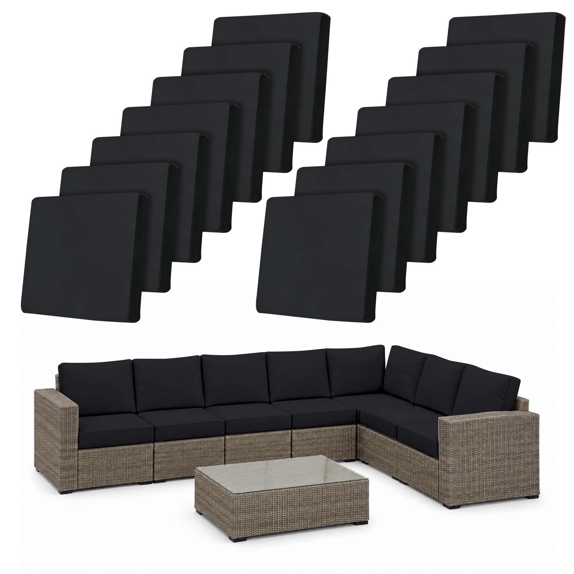14Pcs Outdoor Cushion Covers Stretch Patio Cushion Cover Sofa Cushion Cover